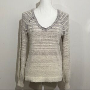 Abercrombie & Fitch Soft A&F Sweater Striped Fuzzy Knit — Size Medium